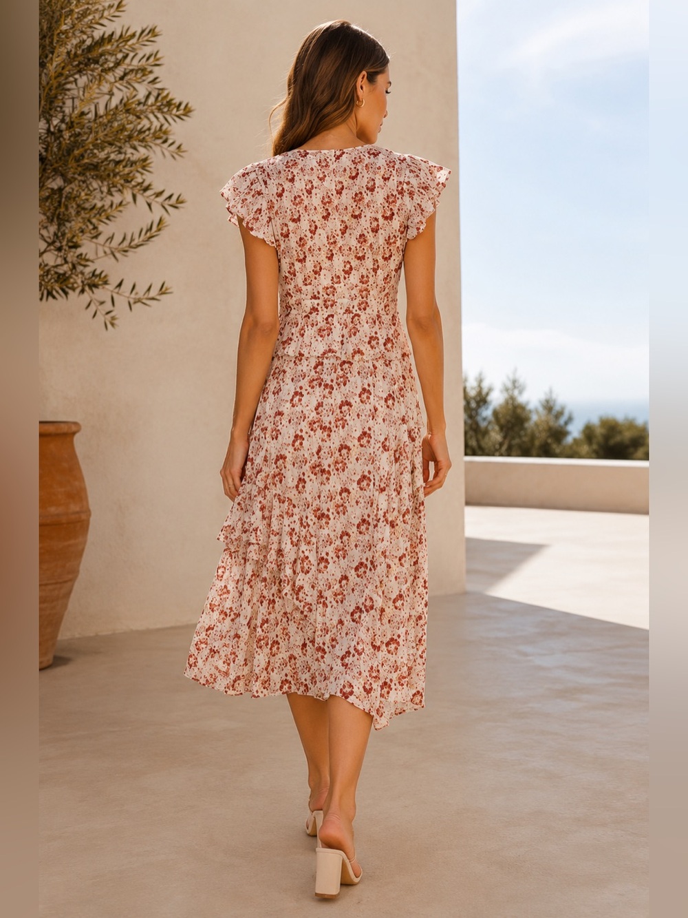 Ulla Johnson Silk Floral Ruffle Midi Dress Sz 14 Ethereal Summer Wedding Luxe - Picture 2 of 16